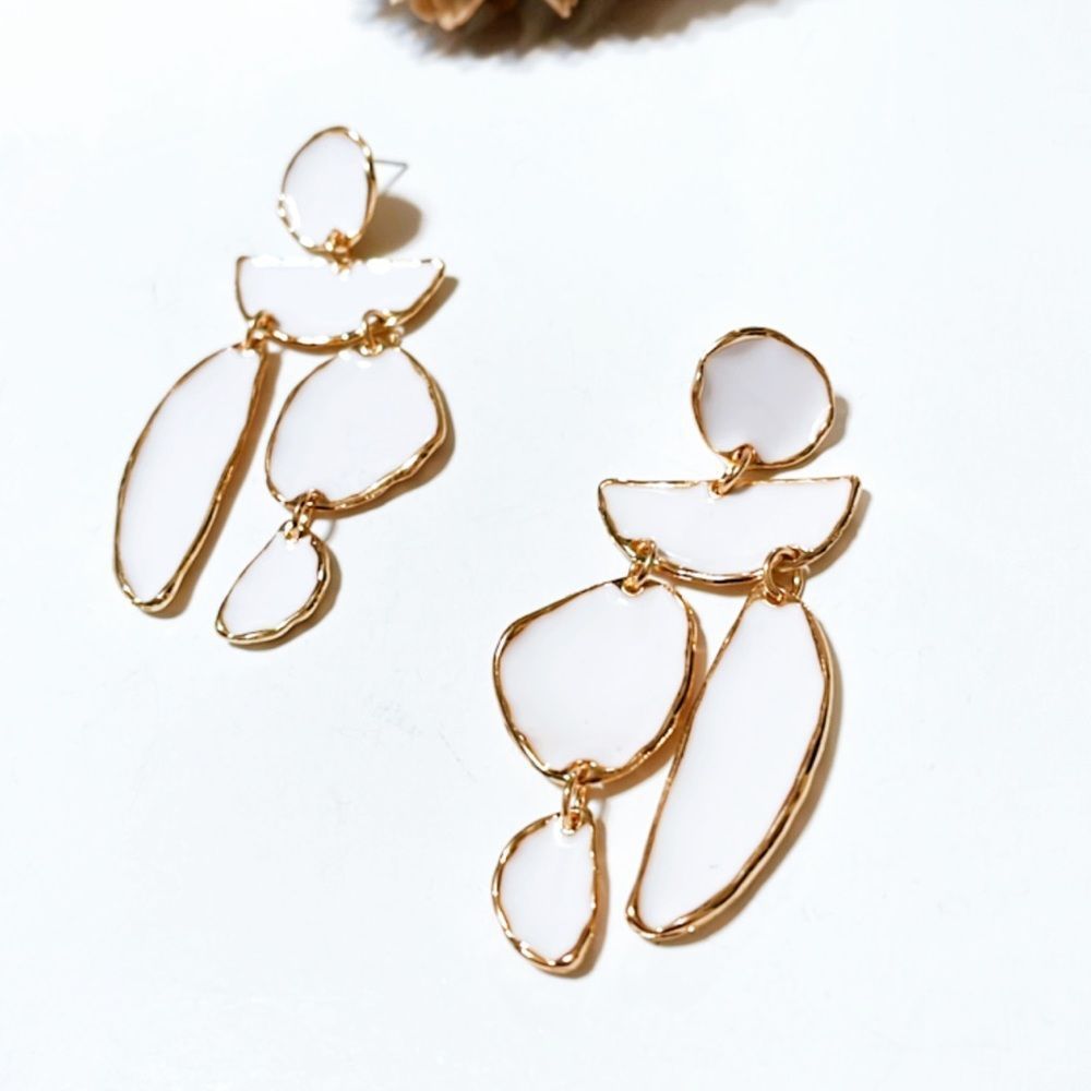 Geo dangle drop earrings M51 - Picture 4 of 6